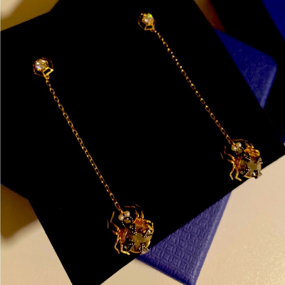 Swarovski incredible rare spiders as gold dangles